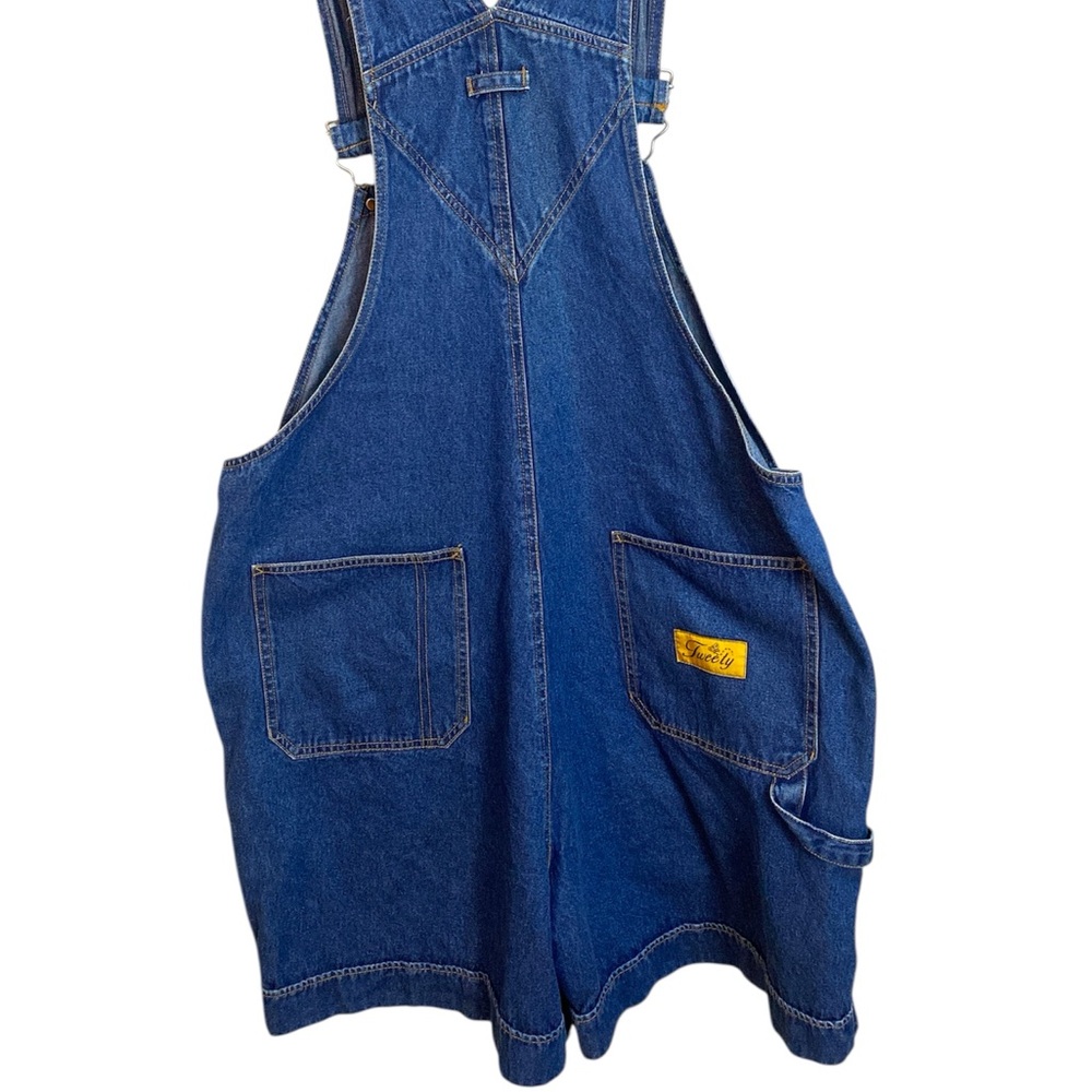 Looney Tunes Vintage Denim Short Overalls Tweety Bird Cartoon Embroidery 16W - Picture 2 of 14